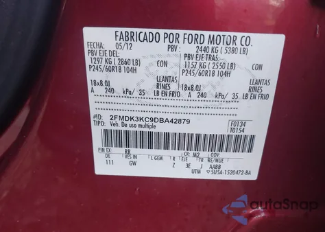 2013 Ford Edge Limited from USA, damaged, VIN 2FMDK3KC9DBA42879